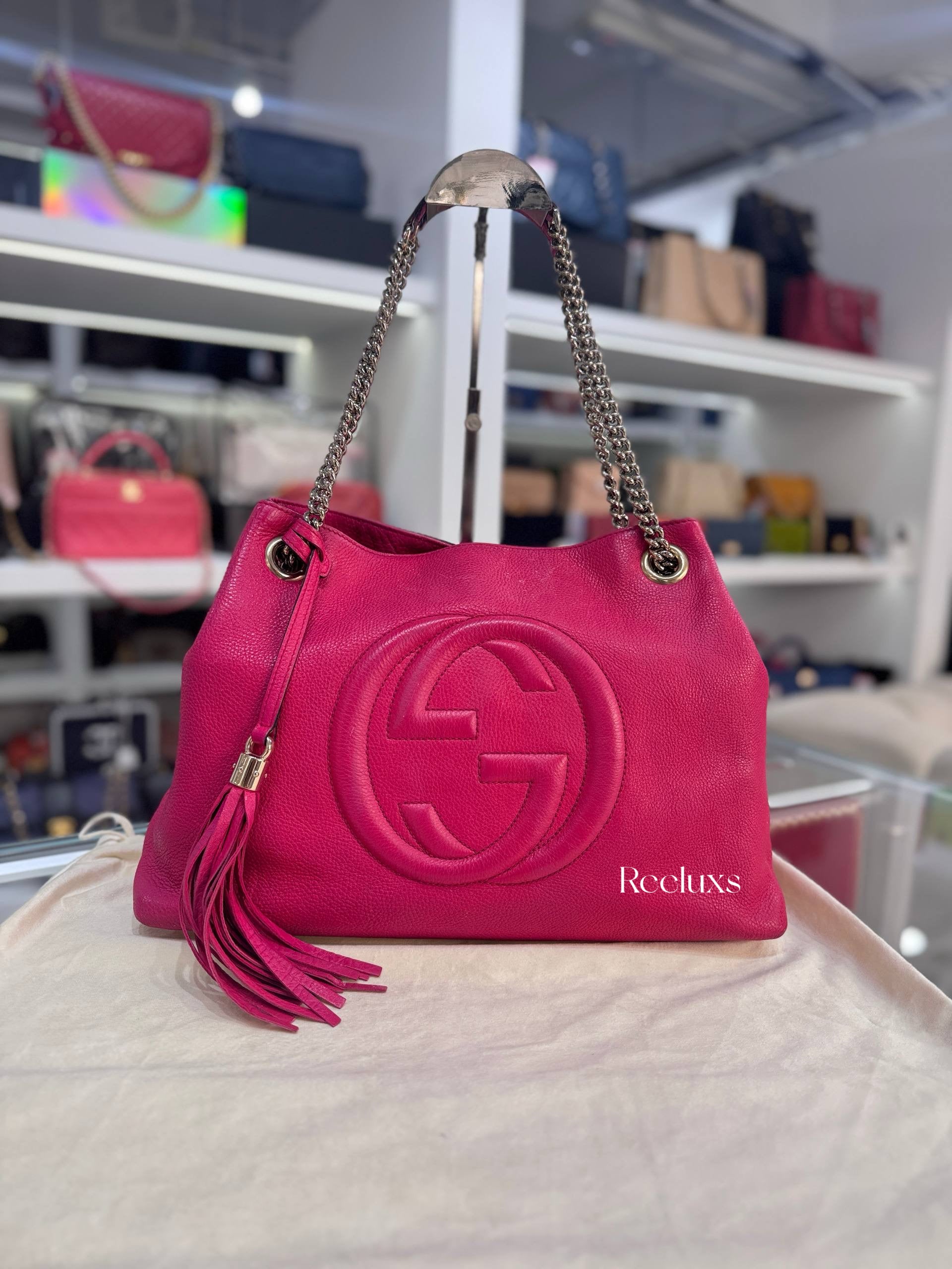 GUCCI Soho Chain Pink Tote Bag