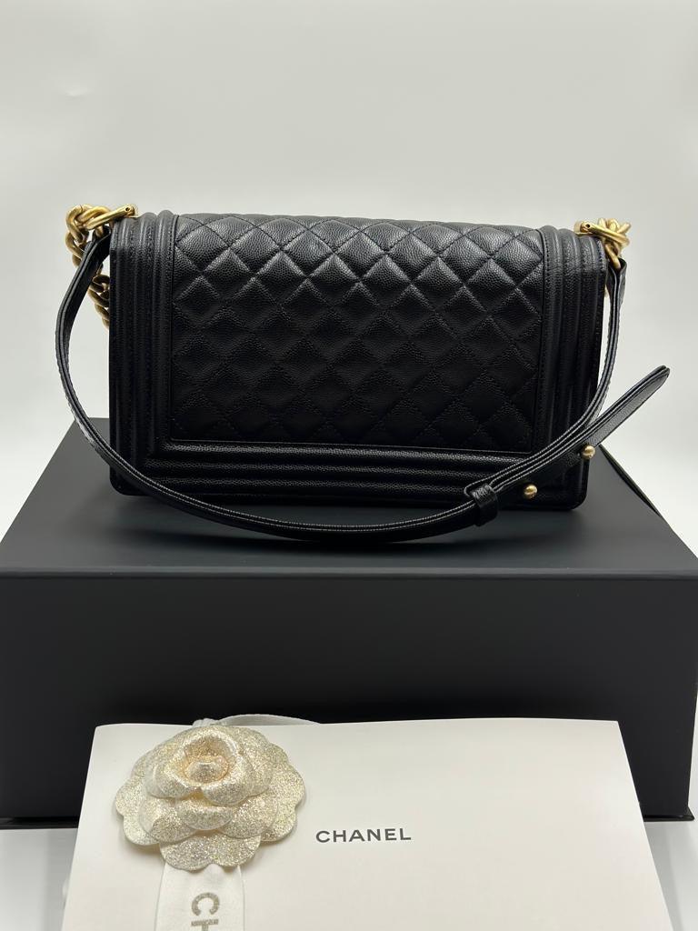 CHANEL BOY MEDIUM CAVIAR SKIN GHW (Full Complete Set) - Reeluxs 