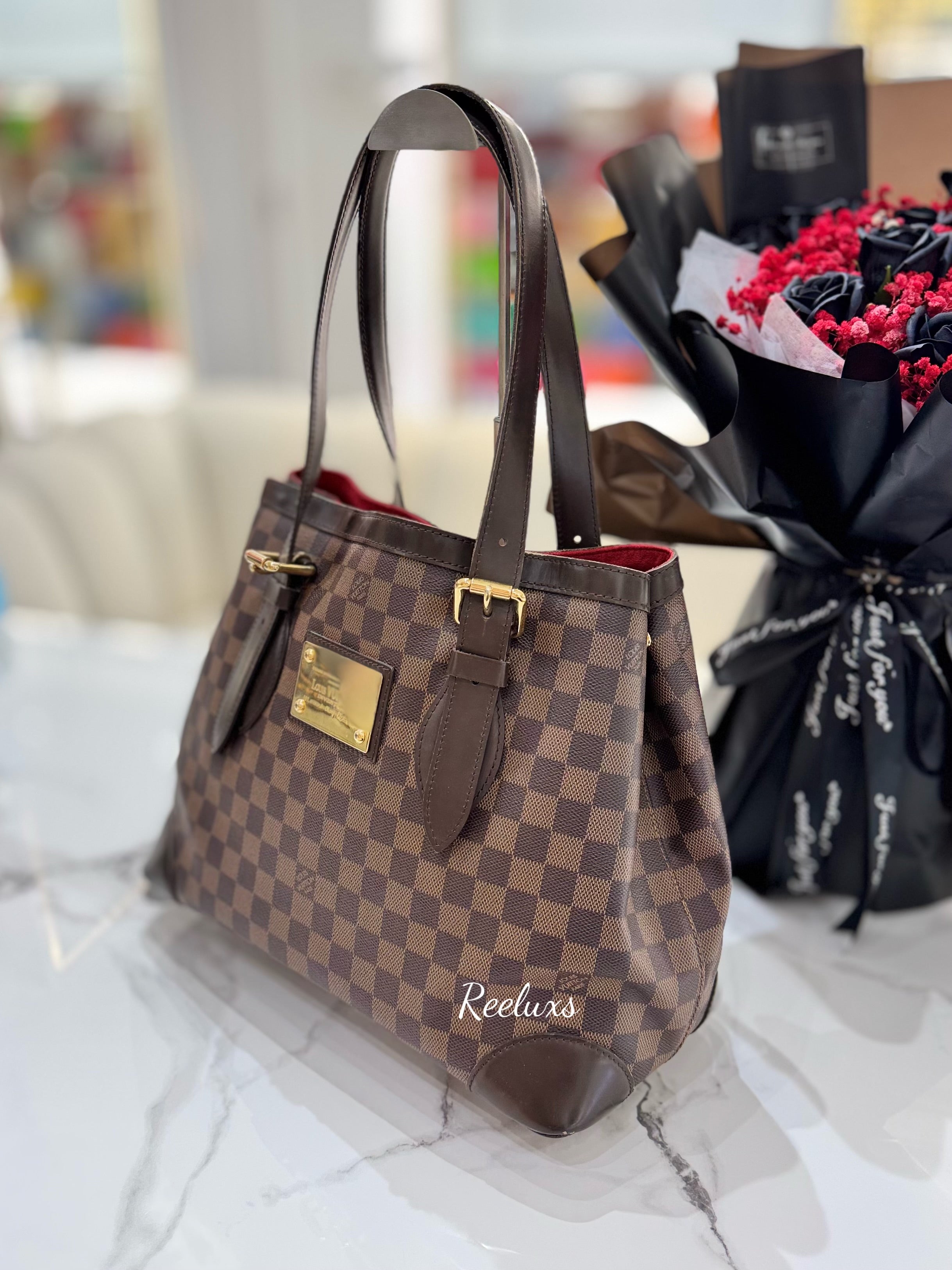 LOUIS VUITTON LV Damier Ebene Canvas Hampstead MM Shoulder Bag
