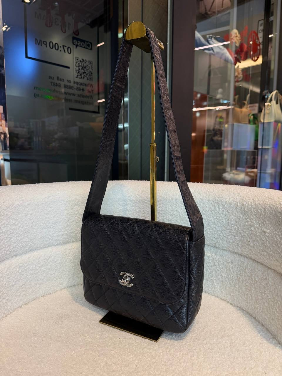 Chanel Classic Flap bag in black caviar leather