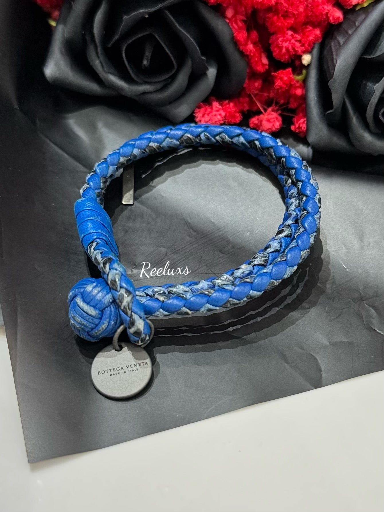BOTTEGA VENETA  Intrecciato Bracelet Leather Blue