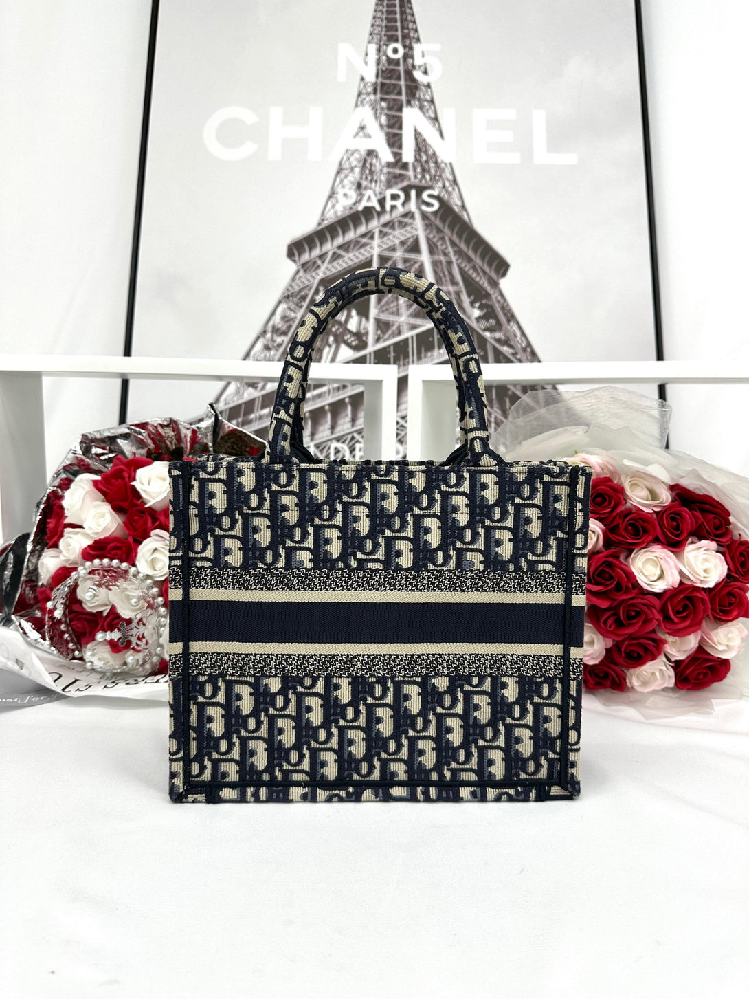 CHRISTIAN DIOR Book Tote Oblique Fabric Small - Reeluxs 