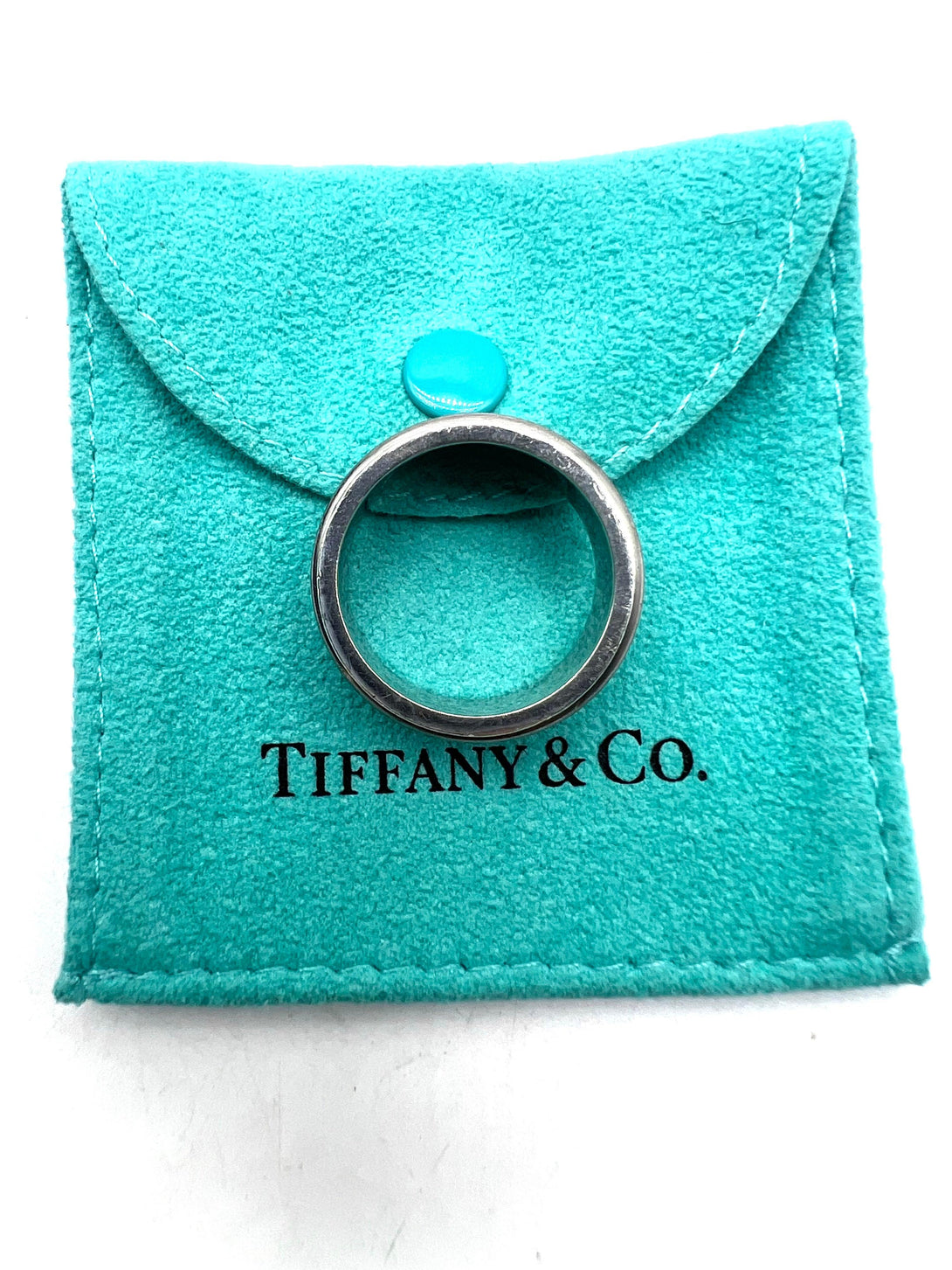 Tiffany & Co Galaxy Grey Titanium & Sterling Silver 1837 Unisex Concave Ring - Reeluxs 