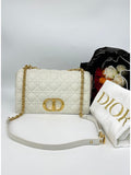 DIOR Women Large Dior Caro Bag Supple Cannage Calfskin-White - Reeluxs 
