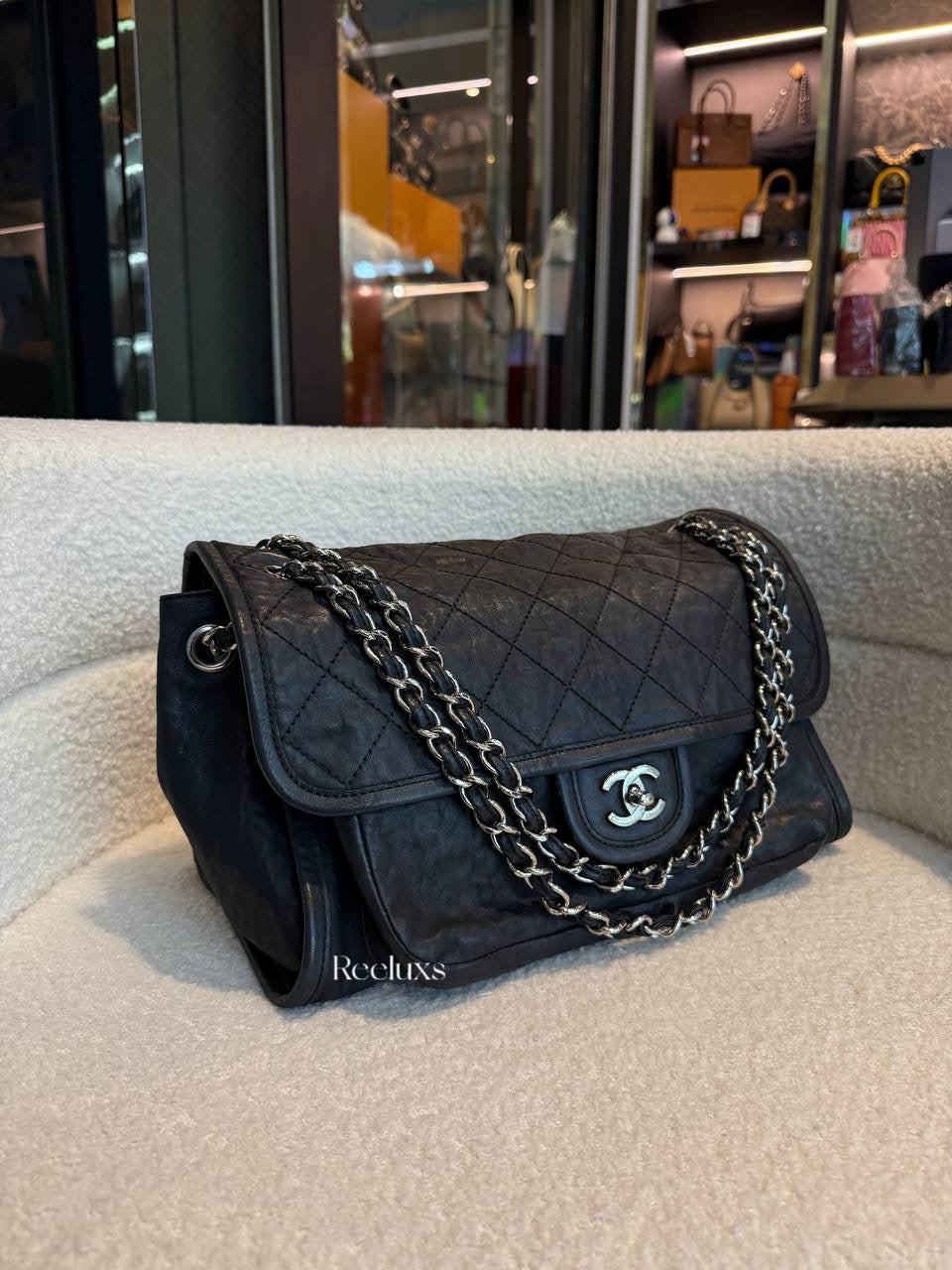 Chanel Black Quilted Calfskin Leather Natural Beauty Large Flap Bag