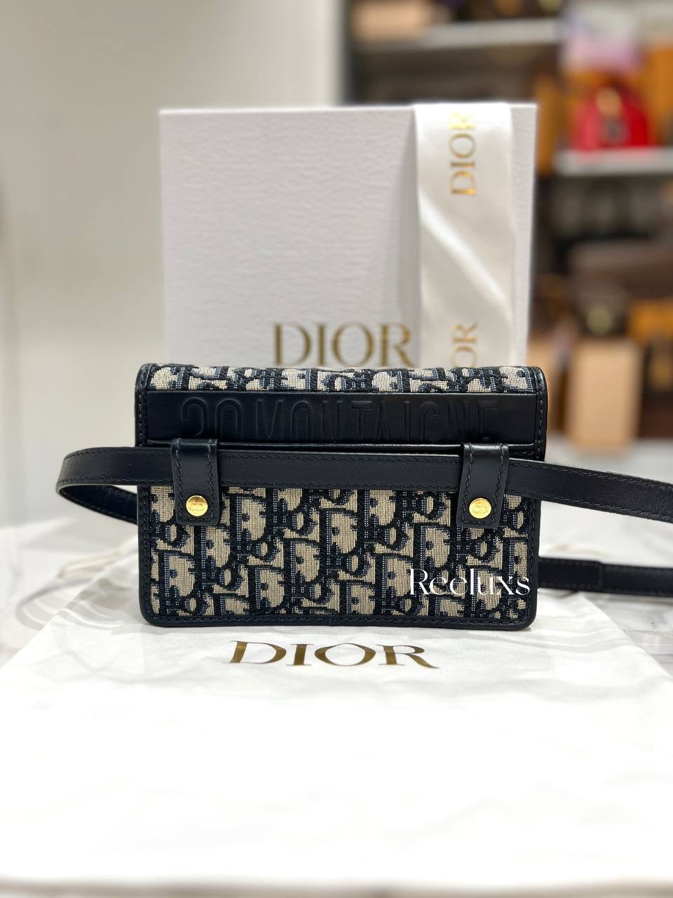 FULL SET CHRISTIAN DIOR Oblique 30 Montaigne 2-In-1 Pouch Blue