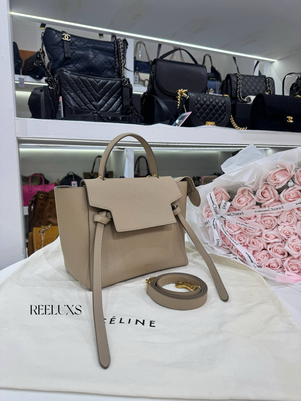 CELINE Belt Bag Micro Calf Light Taupe Hand Bag