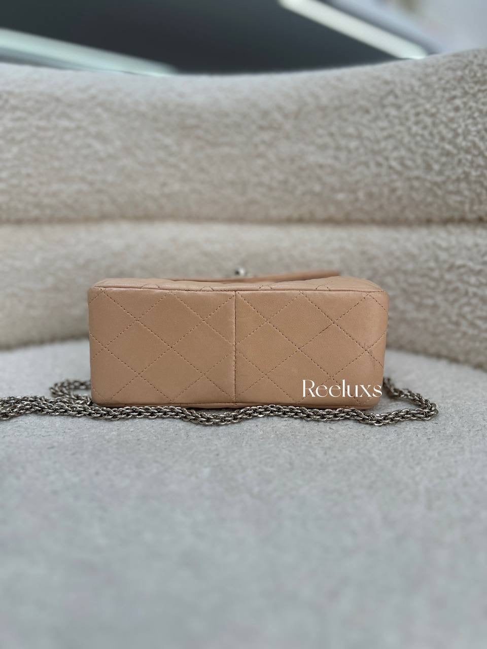 CHANEL Mini Single Flap Bag In Beige Lambskin Leather With Silver-Tone Handware