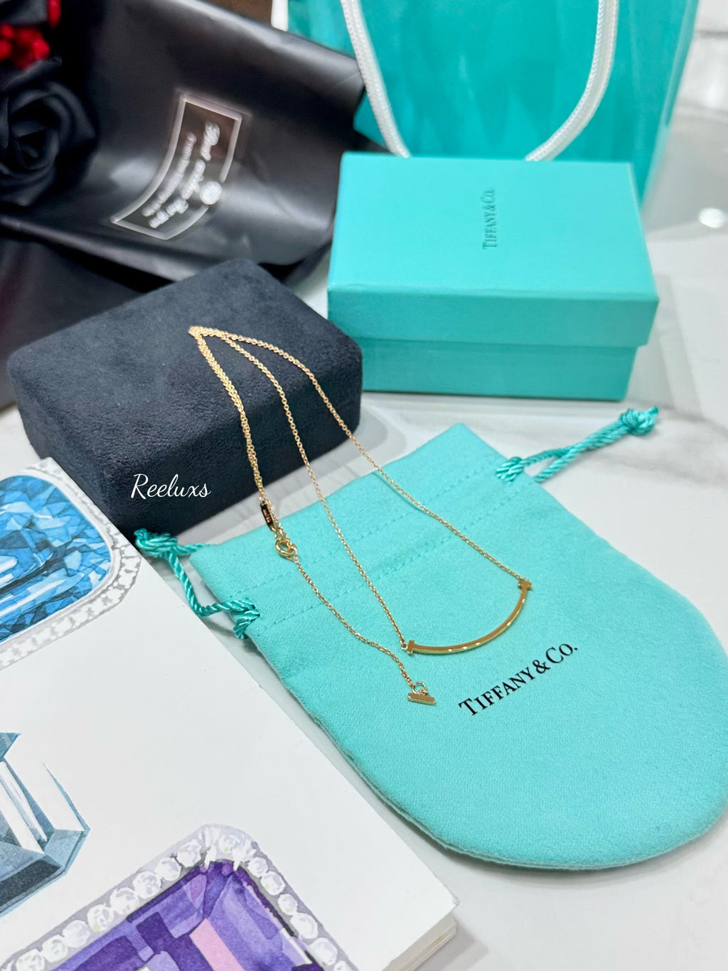 TIFFANY &amp; CO 18K Rose Gold Small T Smile Pendant Necklace