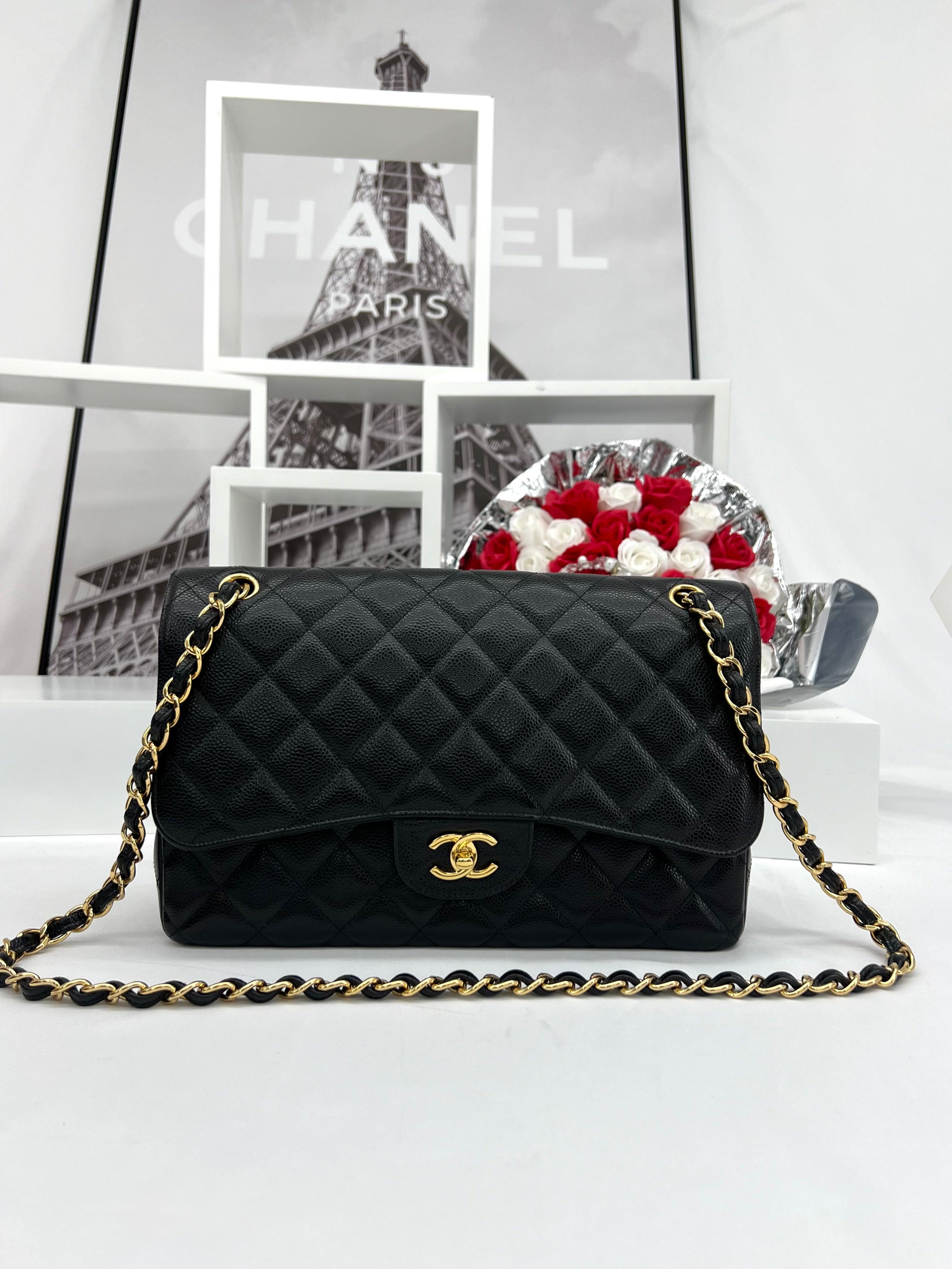 CHANEL Classic Flap Jumbo Black Caviar - Reeluxs 