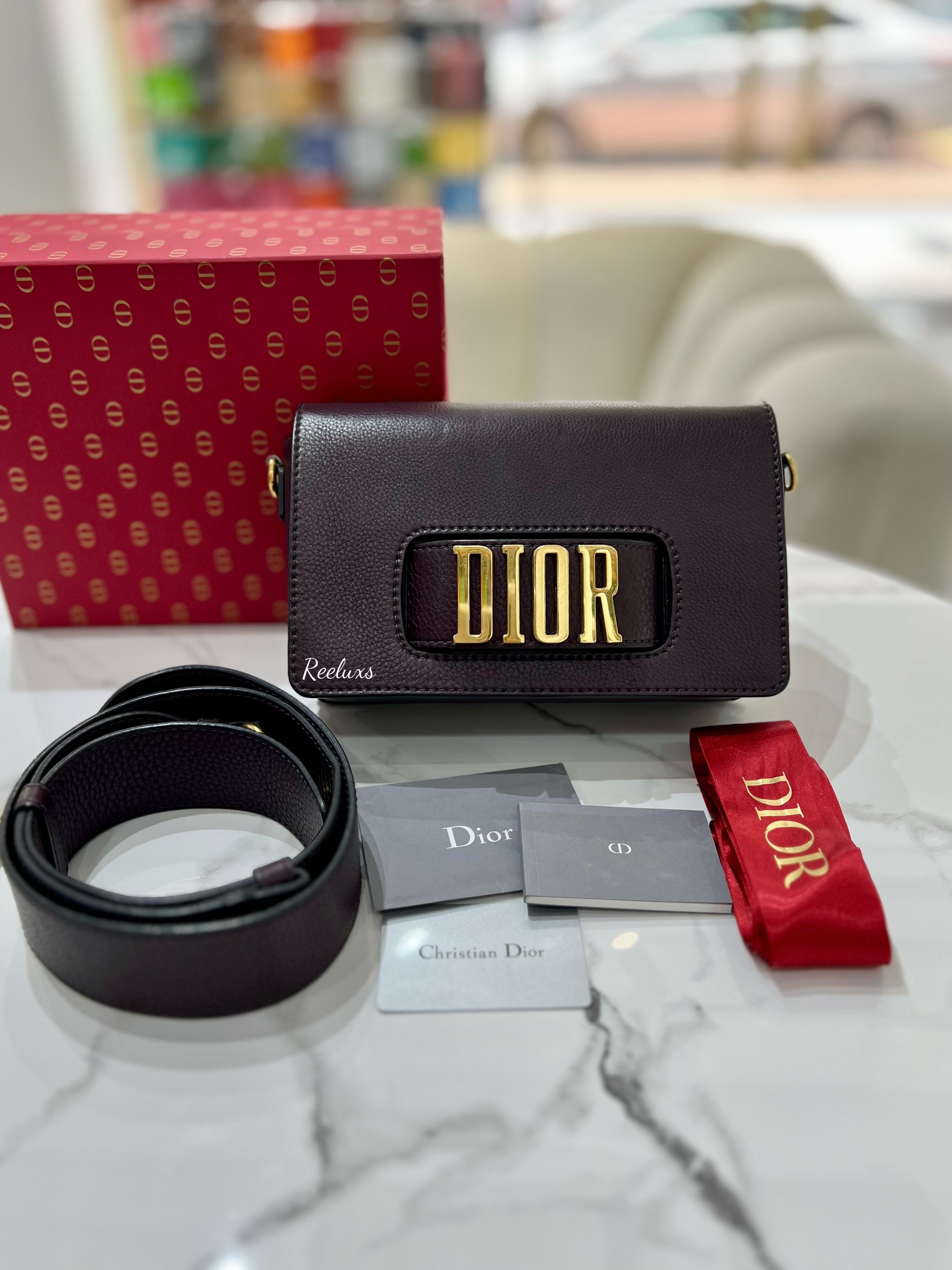 CHRISTIAN DIOR Calfskin Leather Dio( R )Evolution Flap Bag