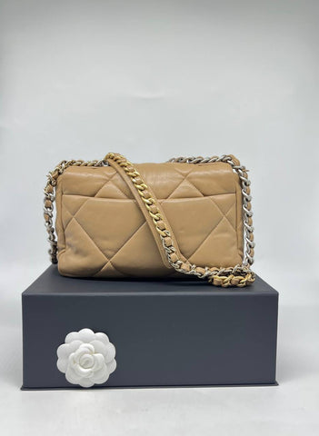 CHANEL 19 Lambskin Beige Color With GHW & SHW Women Shoulder Bag