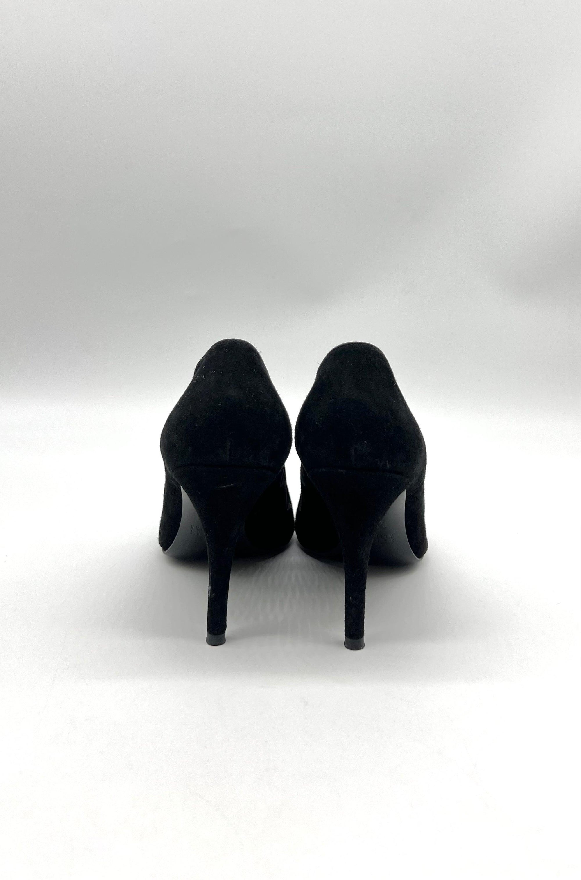Stuart Weitzman Black Suede & Mesh Flames Pump - Reeluxs 