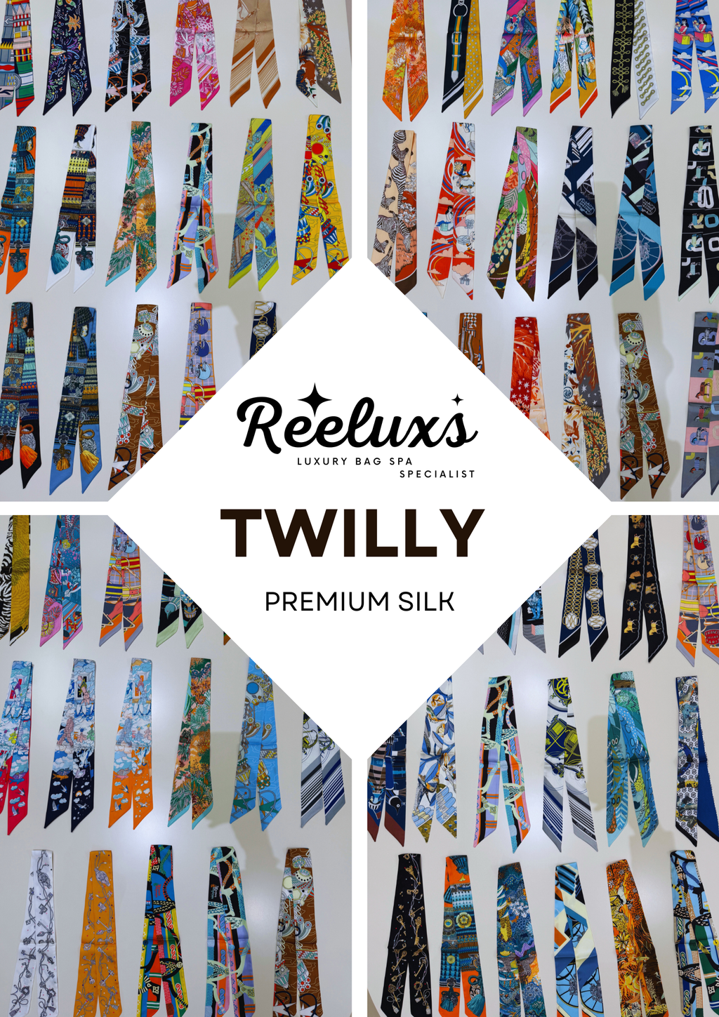 REELUXS Silk Twilly – Versatile Elegance in Every Thread