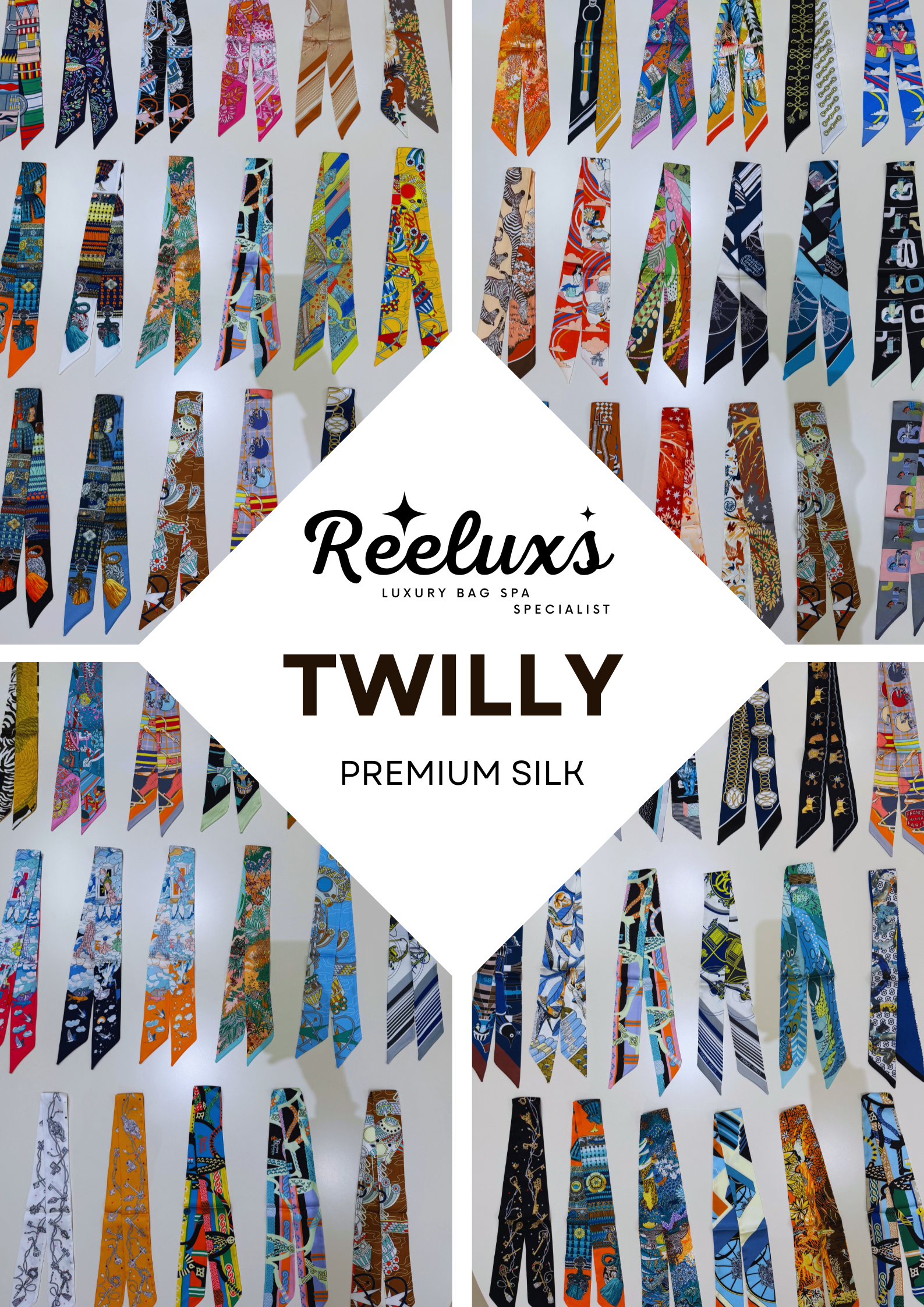 REELUXS Silk Twilly – Versatile Elegance in Every Thread
