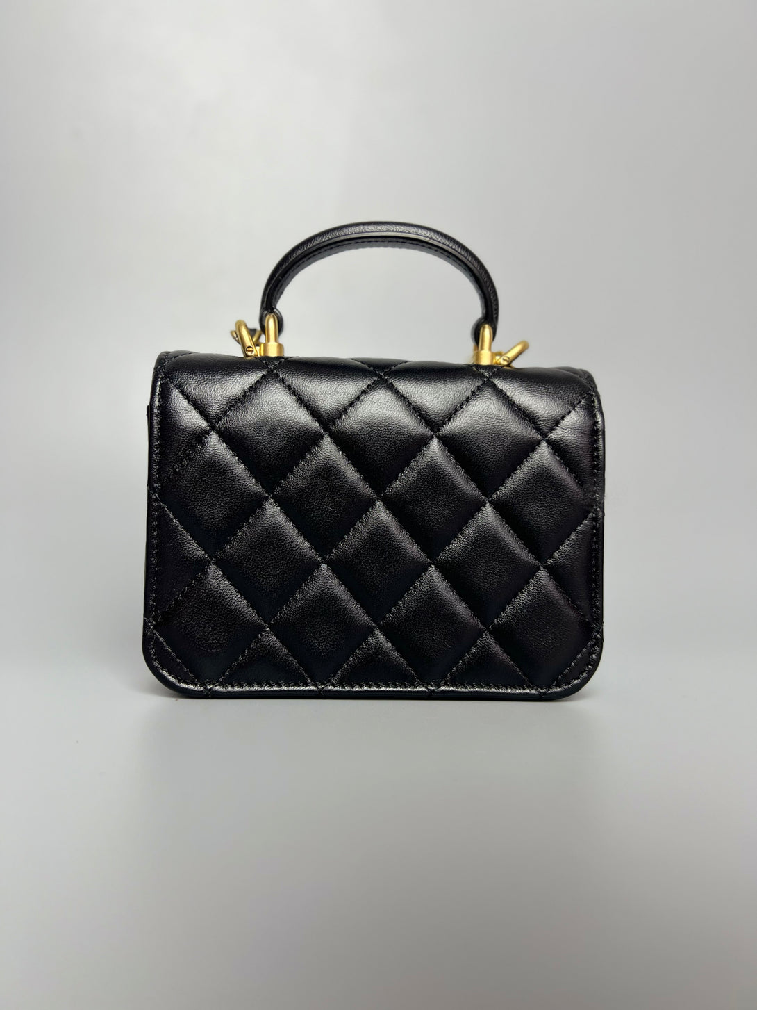 CHANEL Lambskin Black Flap Coin Purse With Chain-Full Set - Reeluxs 