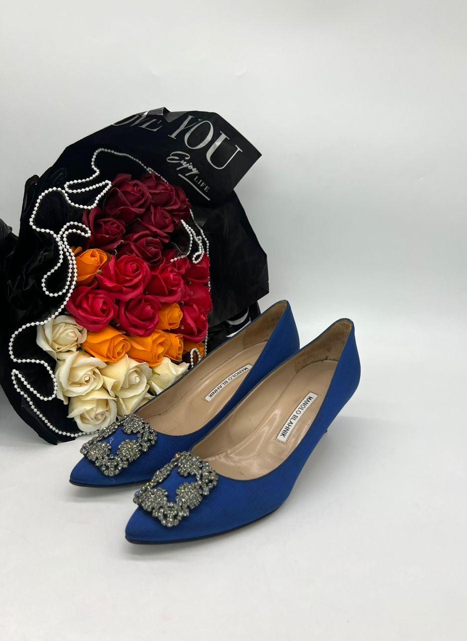 MANOLO BLAHNIK&nbsp; Satin Heels In Blue Women’s Fashion - Reeluxs 