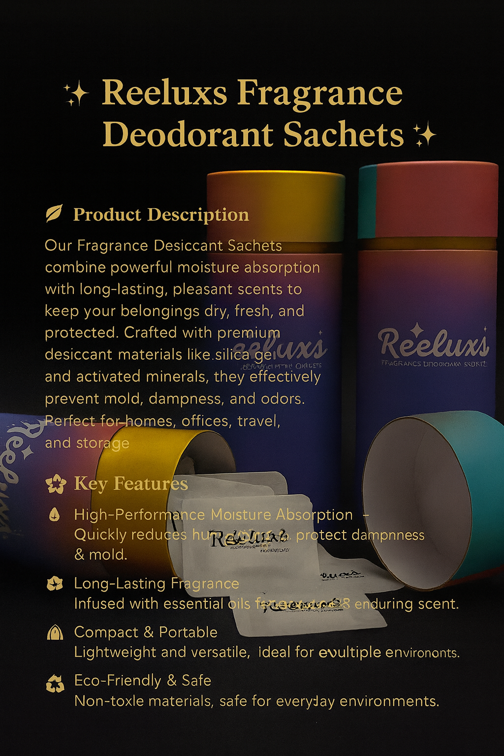 REELUXS Fragrance Desiccant Sachets – Luxury Care for Your Precious Belongings