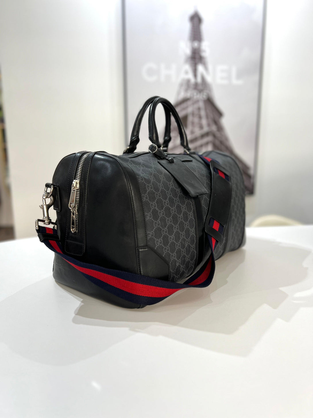 Gucci Gg Black Carry On Duffle Bag - Reeluxs 