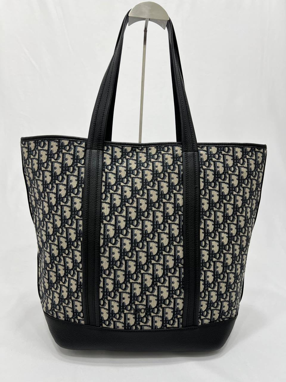 DIOR Oblique Voyage Tote Bag Light Gray Black Navy