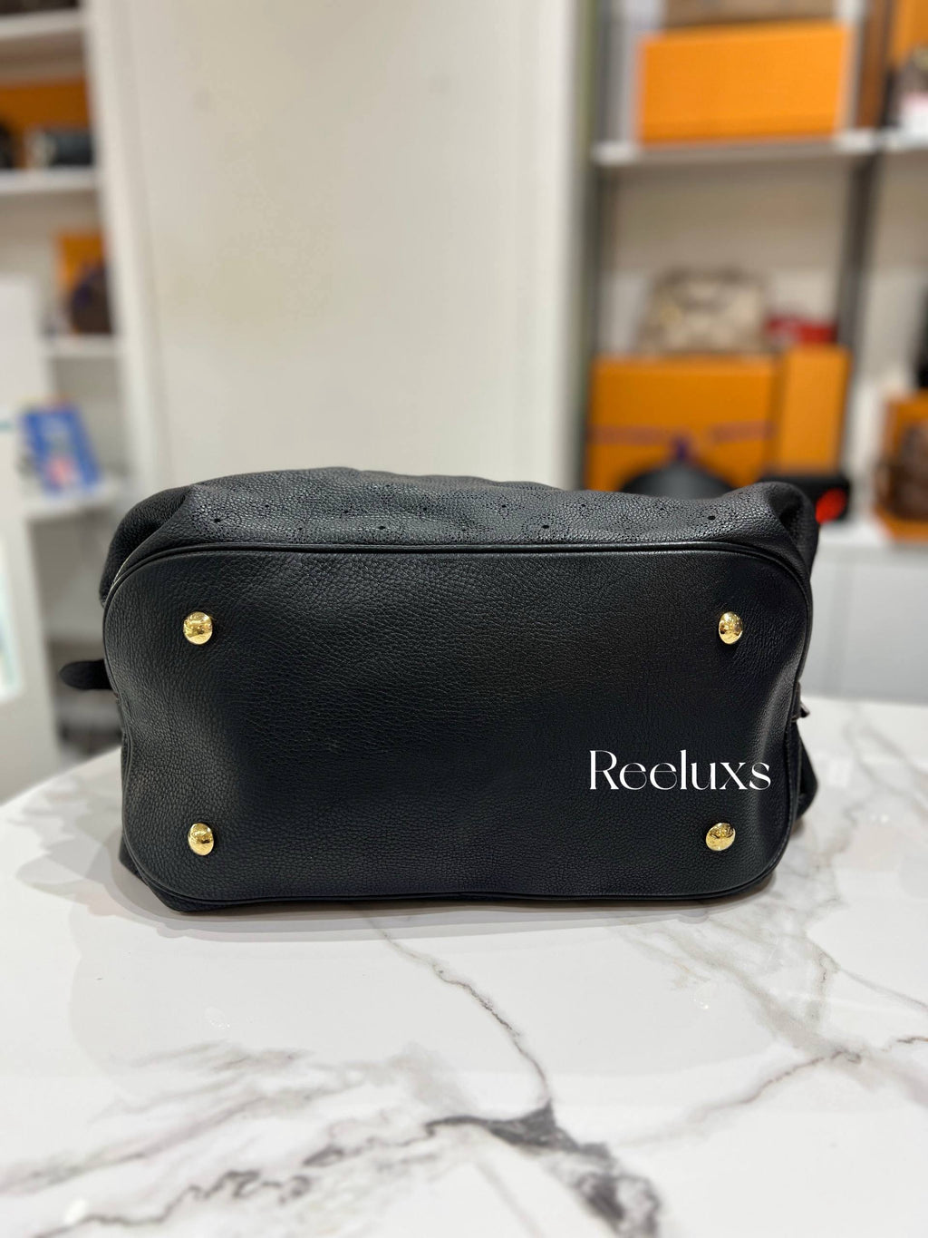 LOUIS VUITTON LV Mahina Black Leather Tote Handbag