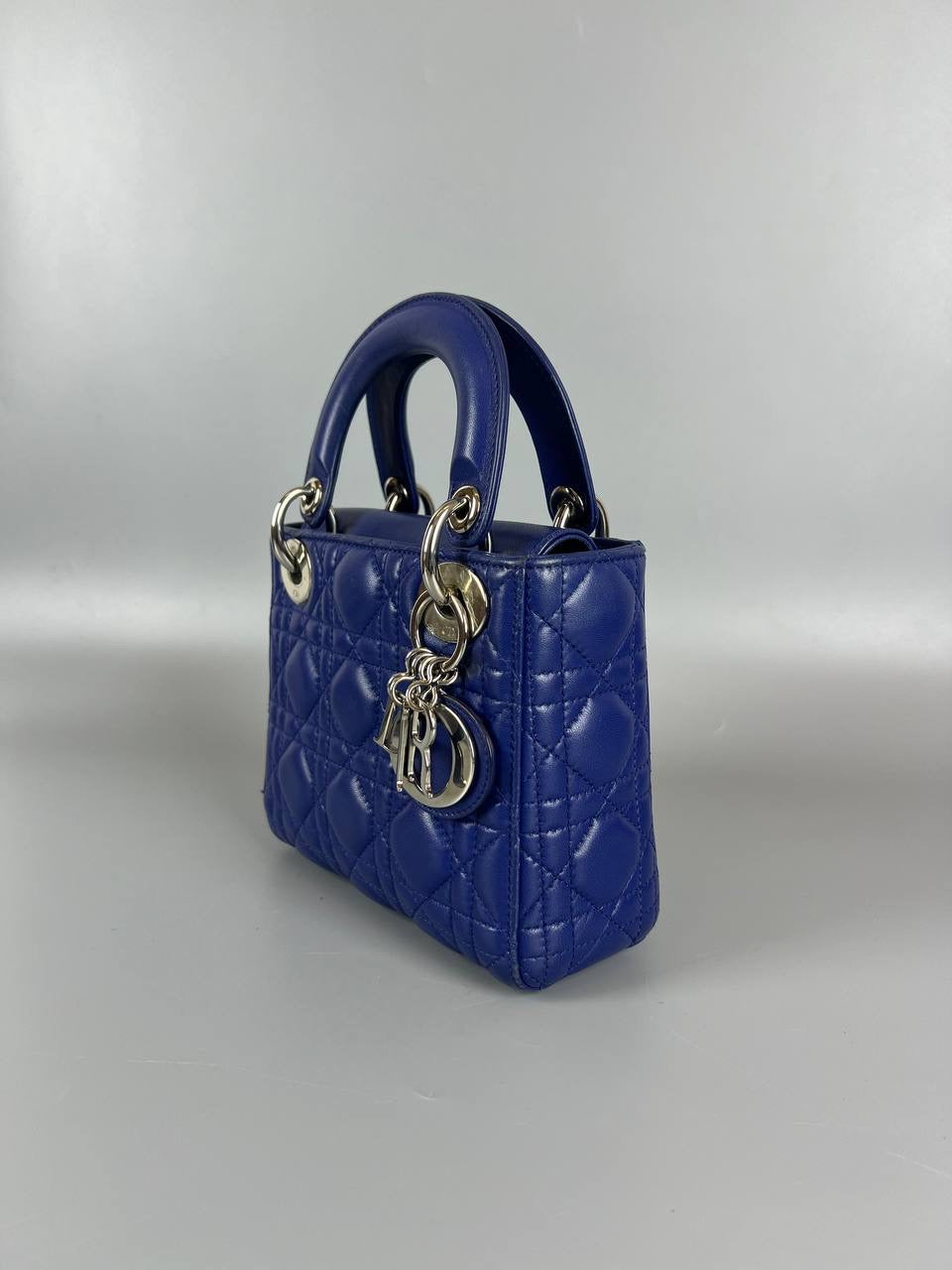 CHRISTIAN DIOR Lady Mini Blue Chain Flap Ver 2 Way  Shoulder Bag