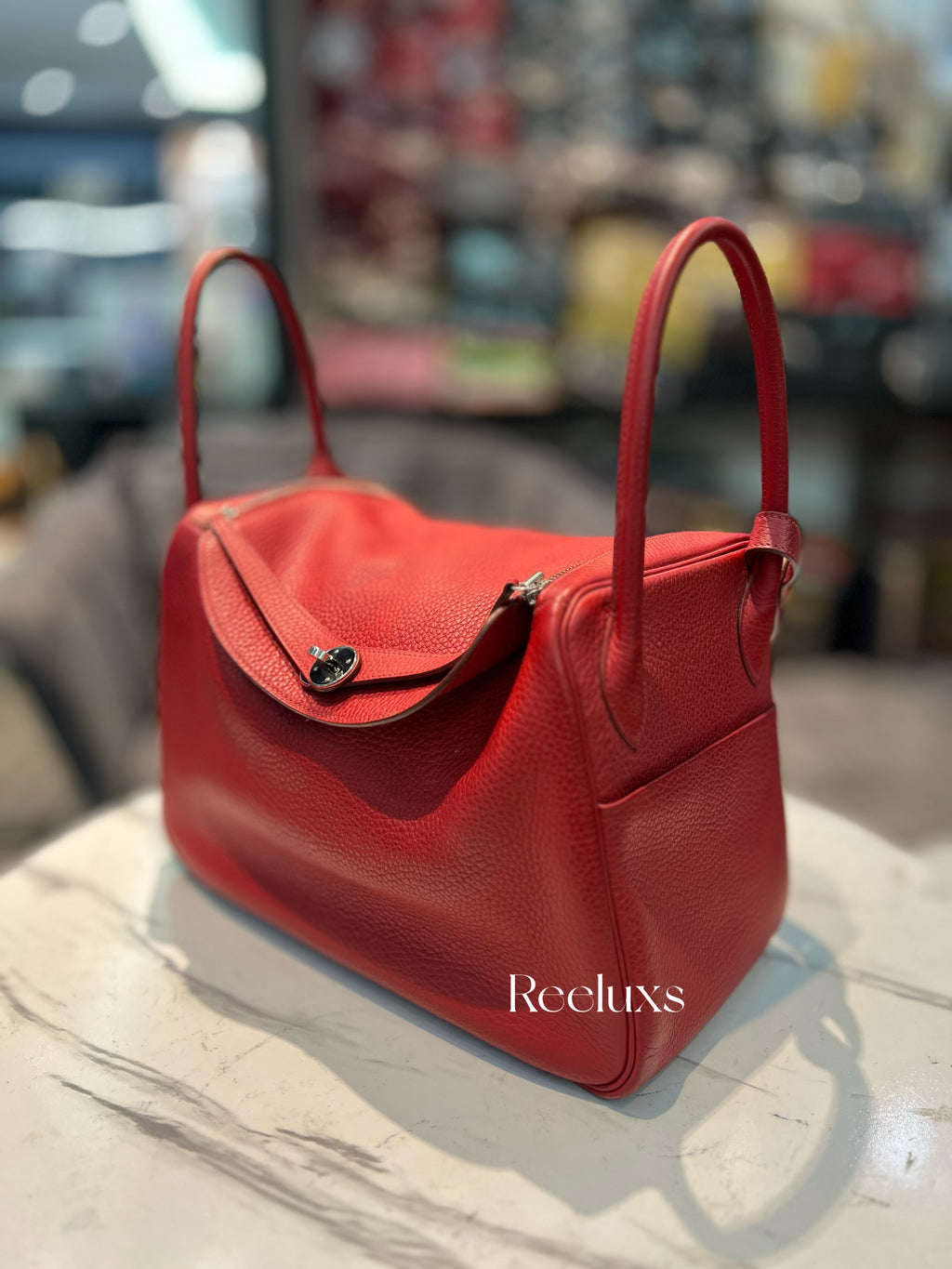 HERMES Lindy 30 Rouge Palladium Hardware
