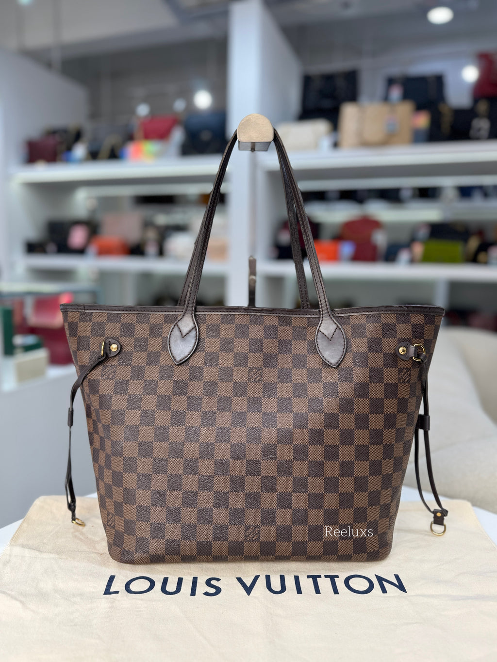 LOUIS VUITTON LV Neverfull MM Tote bag Damier Ebene Canvas