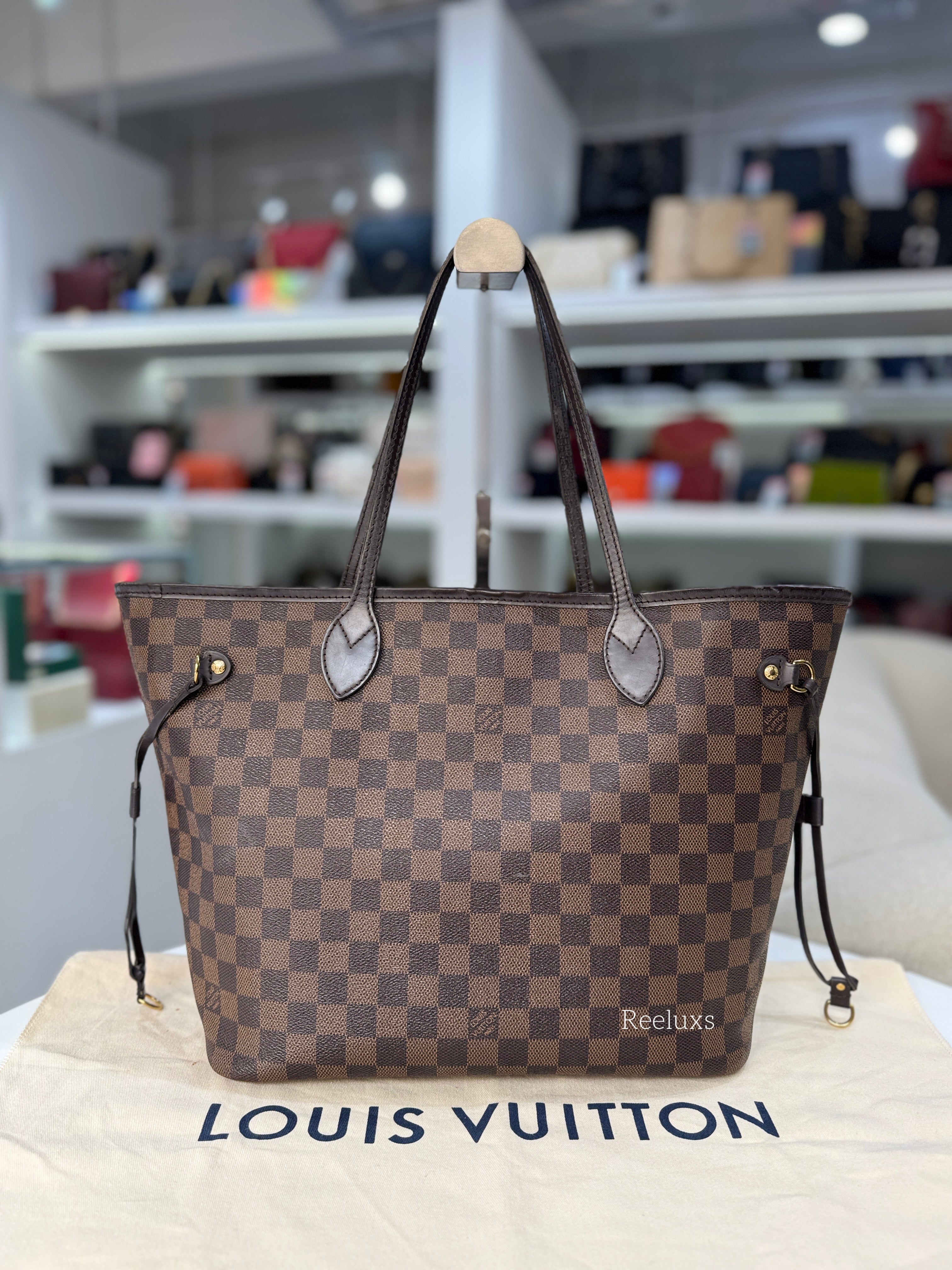 LOUIS VUITTON LV Neverfull MM Tote bag Damier Ebene Canvas