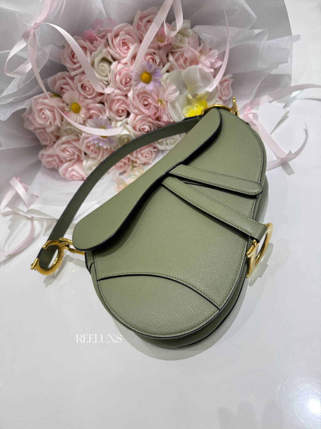 CHRISTIAN DIOR  Sage Green Grained Calfskin