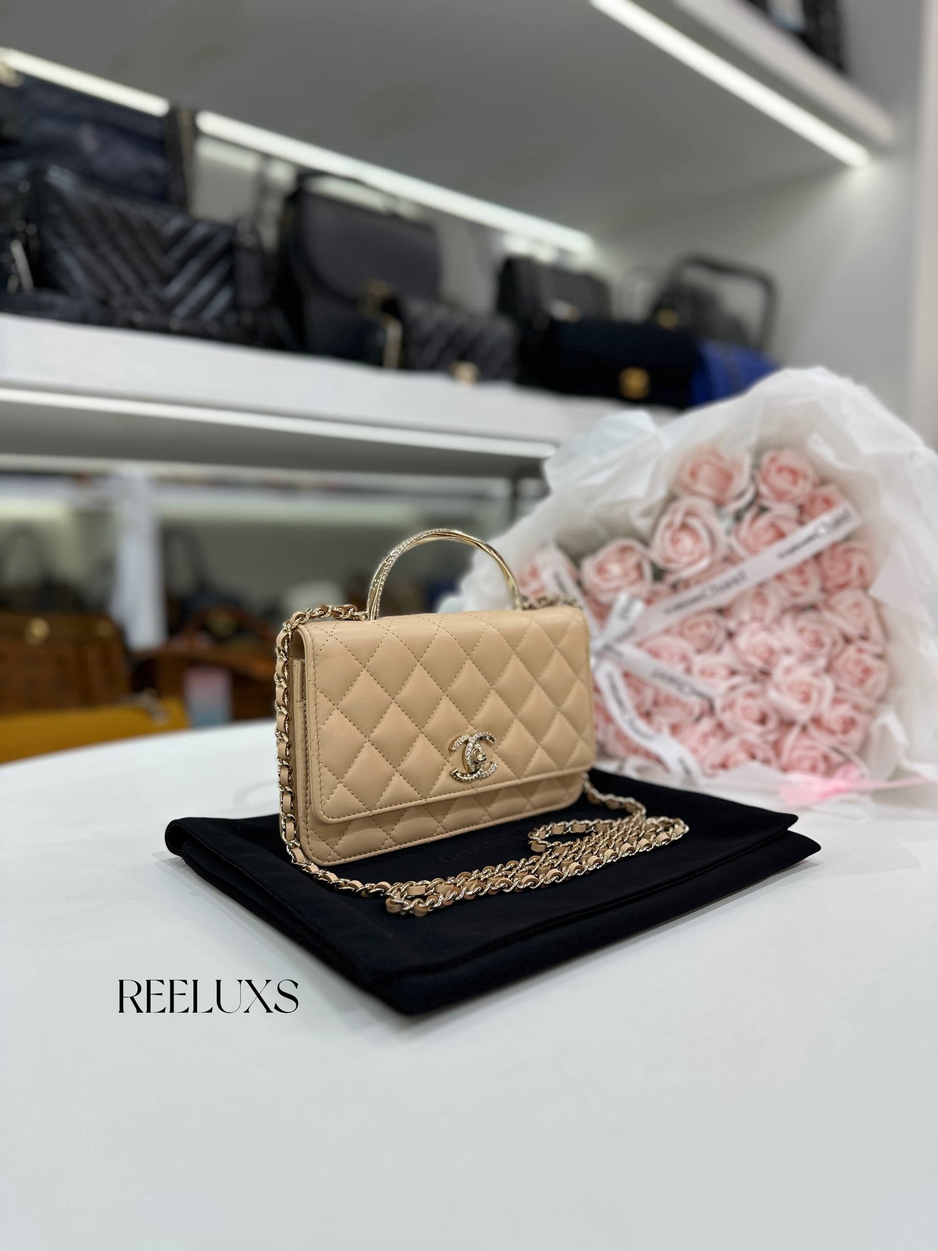 CHANEL Metal Top Handle Wallet on Chain (WOC)
