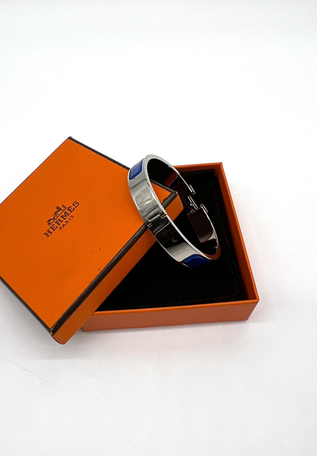 Hermes Clic H Blue Enamel Bracelet - Reeluxs 