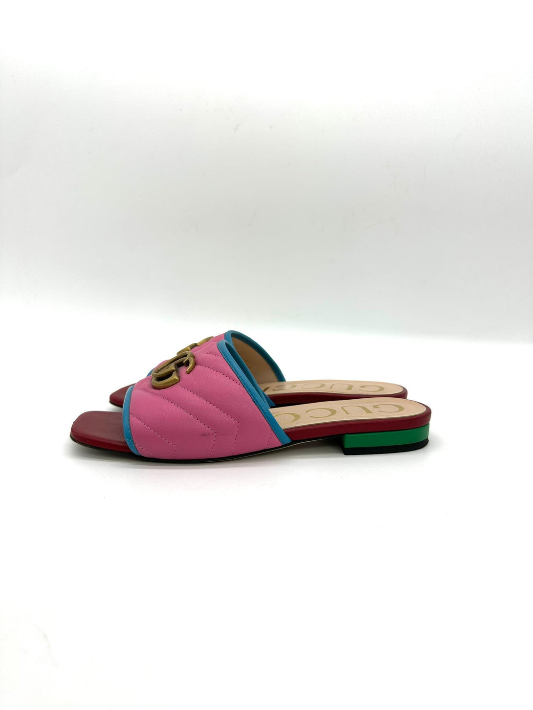 GUCCI Multicolor Quilted Double G Sandals Size 36 - Reeluxs 