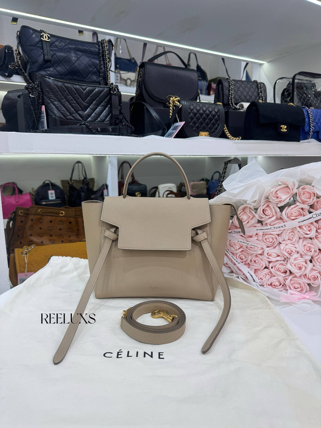 CELINE Belt Bag Micro Calf Light Taupe Hand Bag