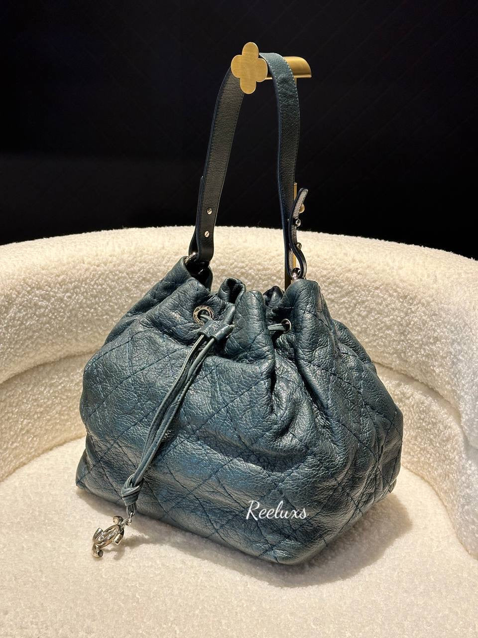 CHANEL Leather Buket Drawstring bag For Women