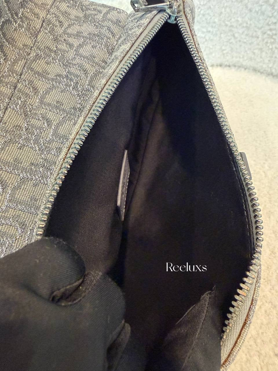 Christian Dior Saddle Bag in grey Oblique jacquard canvas