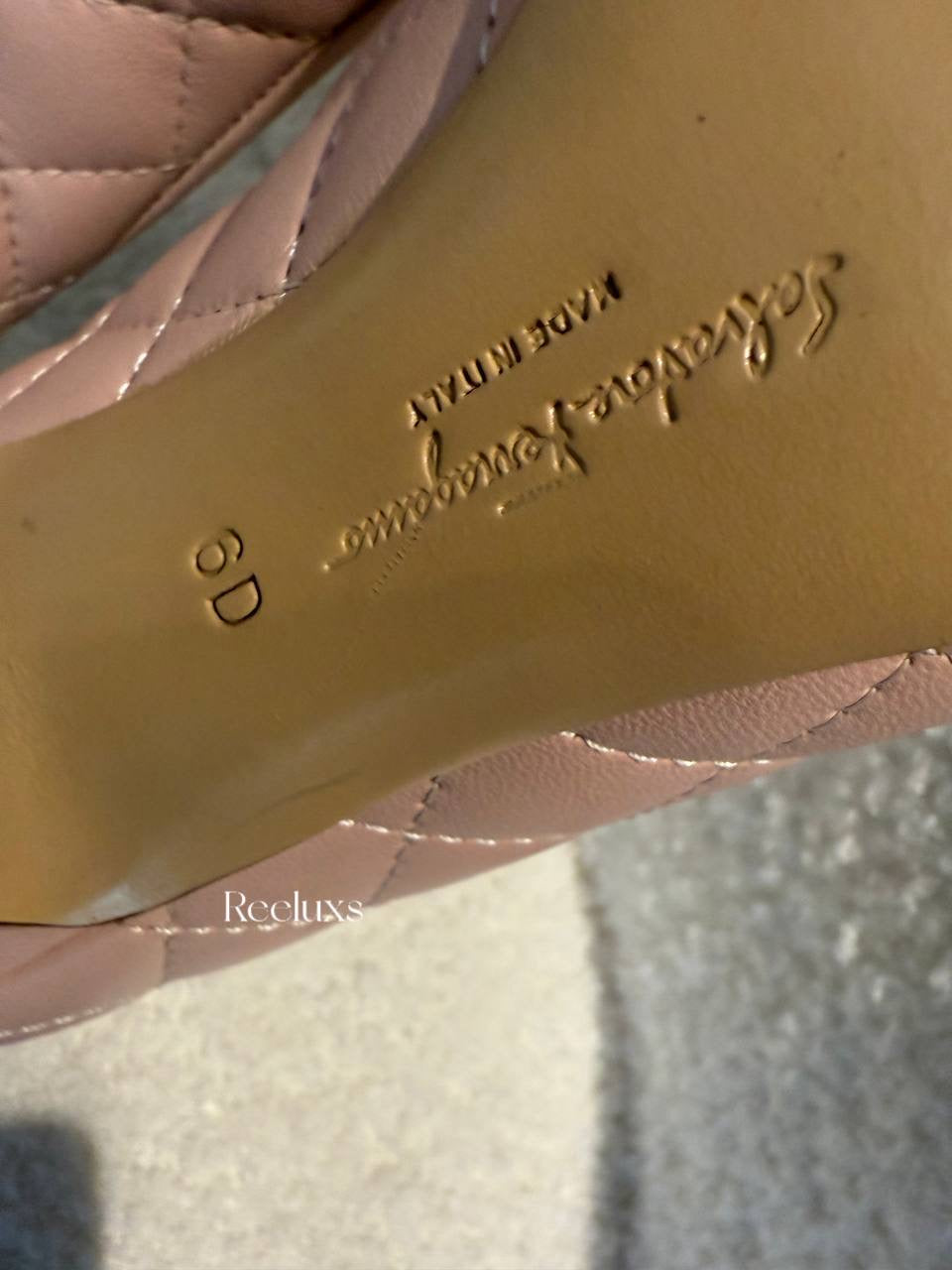 Salvatore Ferragamo Varina Bow Quilted Ballet Flats In Nude Flesh