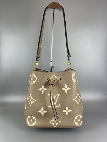 2022 MICROCHIP LOUIS VUITTON Neone Mm In  Tourturelle Creme Bicolor Monogram Shoulder Bag