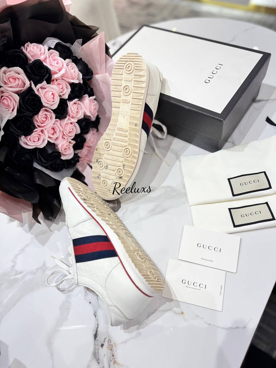GUCCI Men's Sneaker Leather White Shoes GG