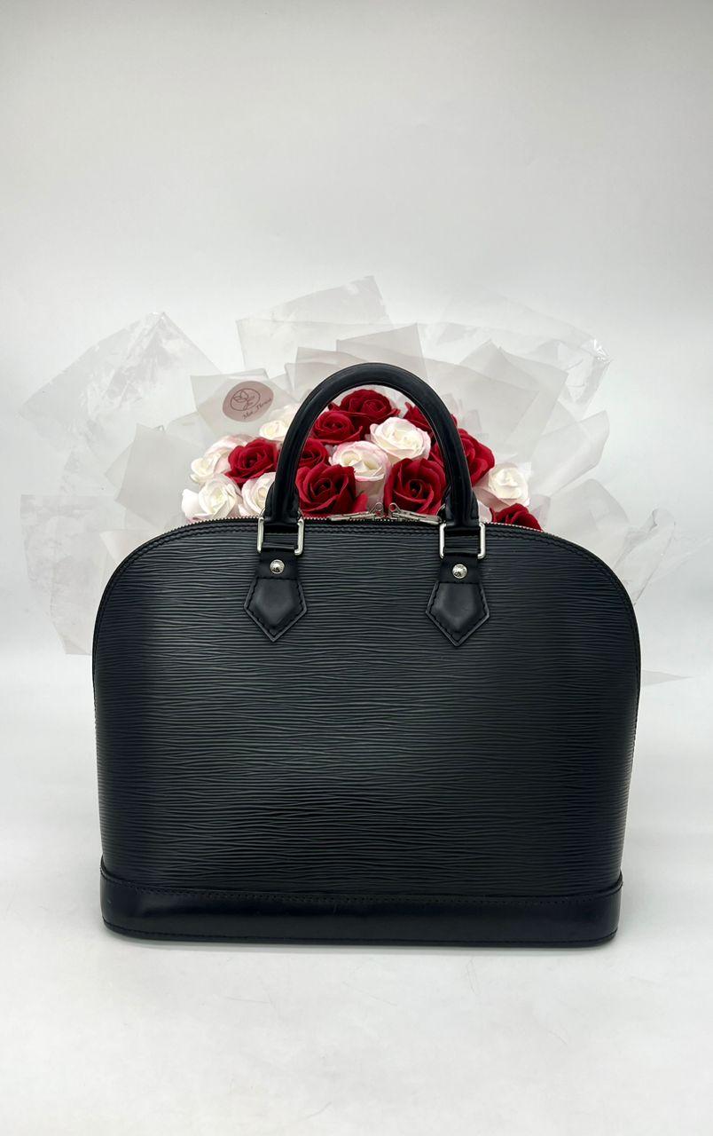 Louis Vuitton Alma MM Black Epi Leather Satchel Handbag - Reeluxs 