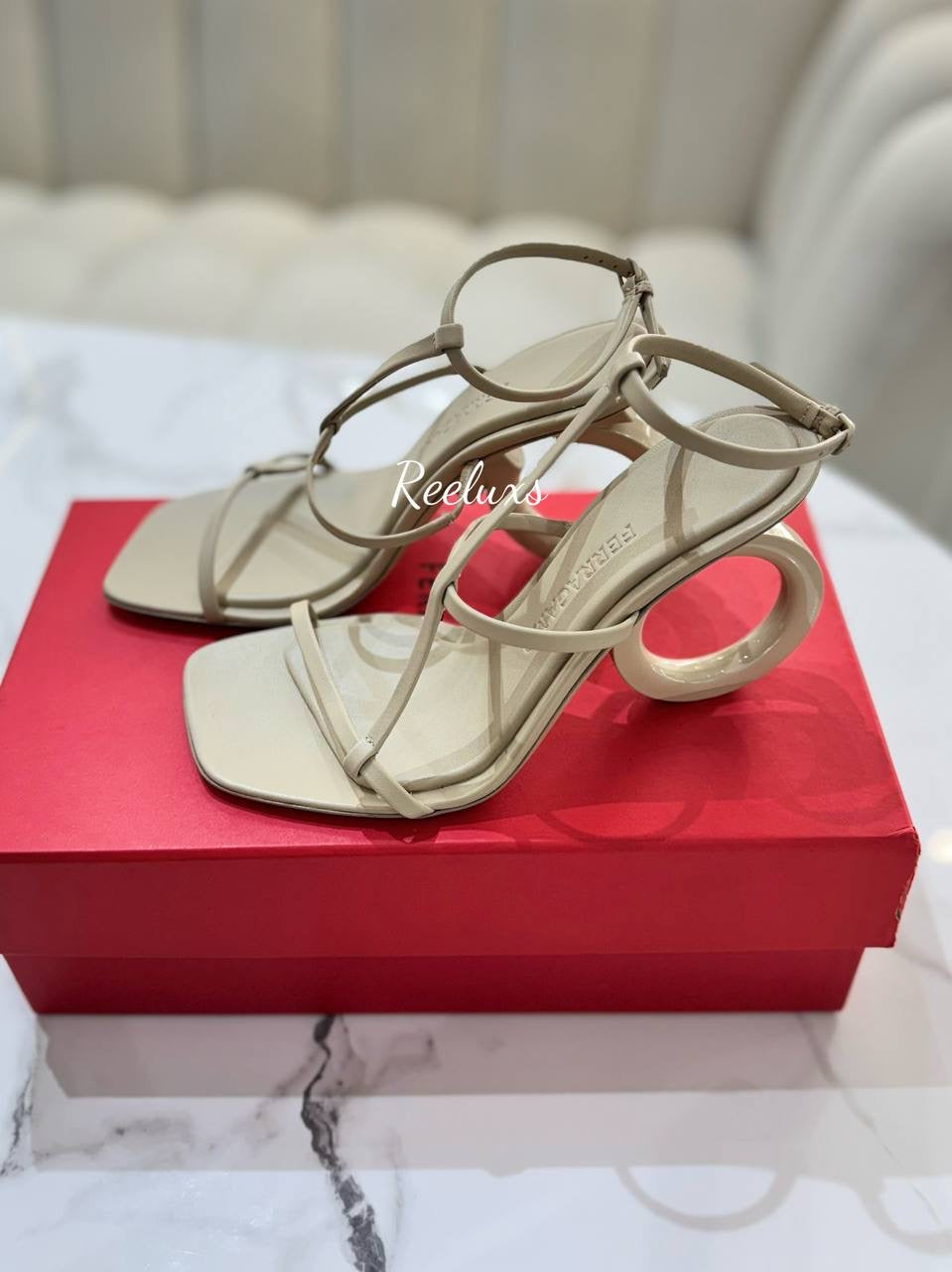 FERRAGAMO Elila Sandals Heel Shoes Size  7 1/2