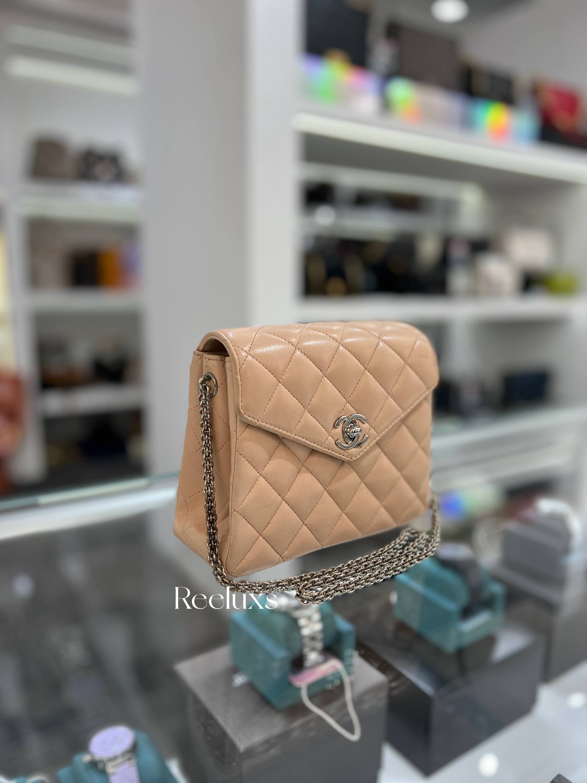 CHANEL Mini Single Flap Bag In Beige Lambskin Leather With Silver-Tone Handware