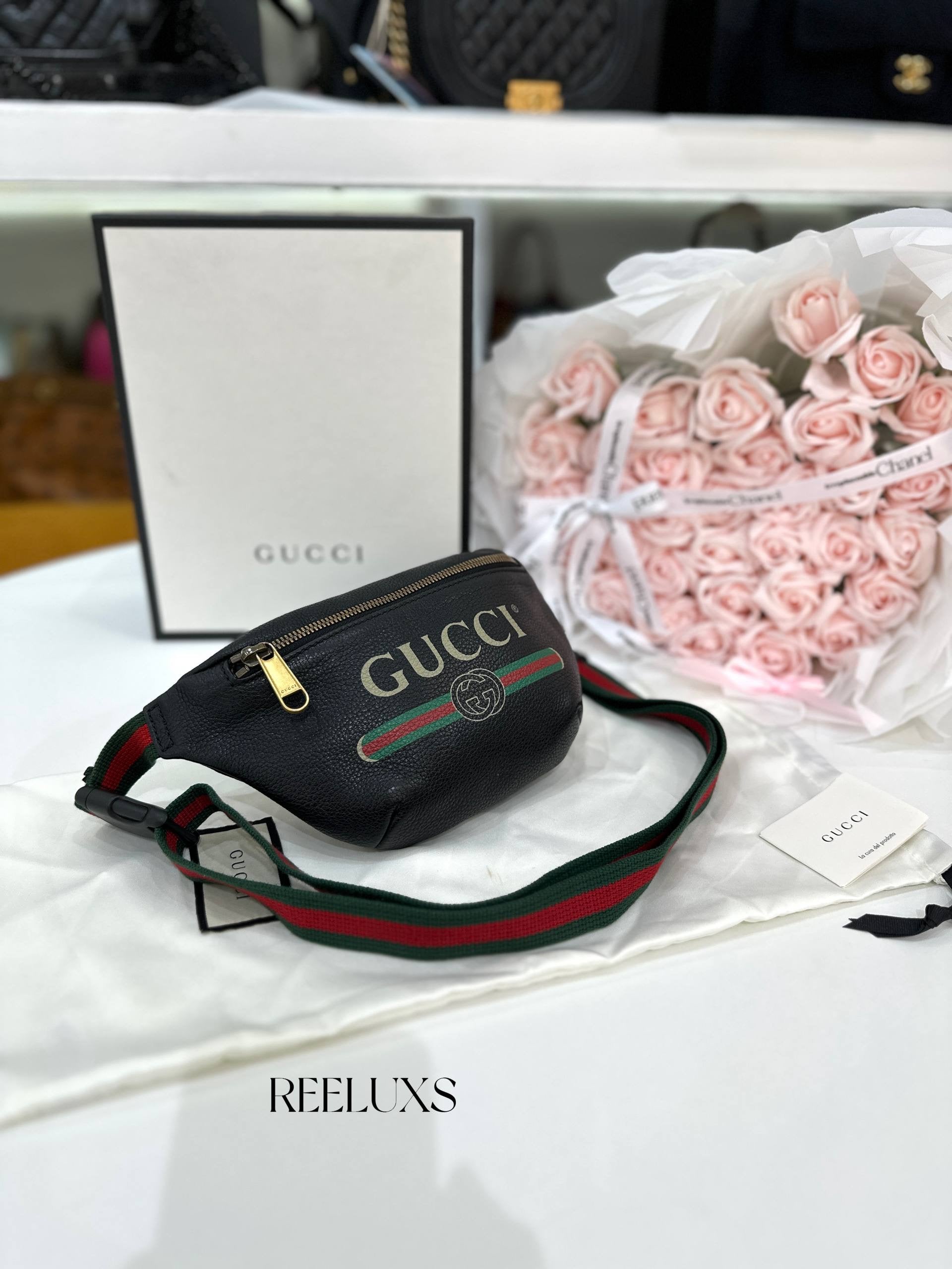 GUCCI Print Belt Bag with Vintage Logo