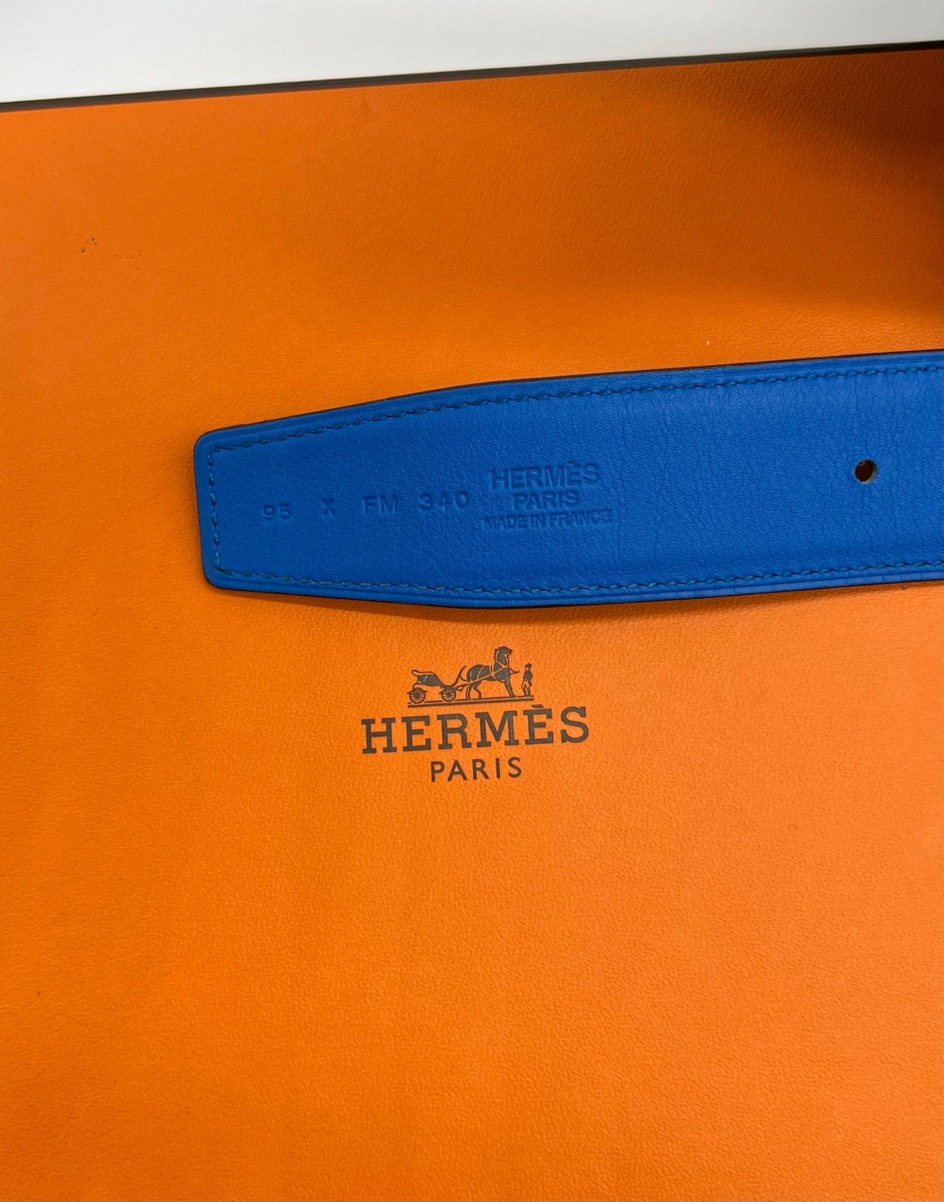 Hermes Constance 31mm Silver Hammered H Black Brown Reversible Belt - Reeluxs 