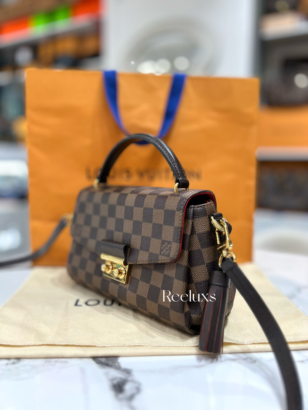 LOUIS VUTTON LV Damier Ebene Croisette Handbag