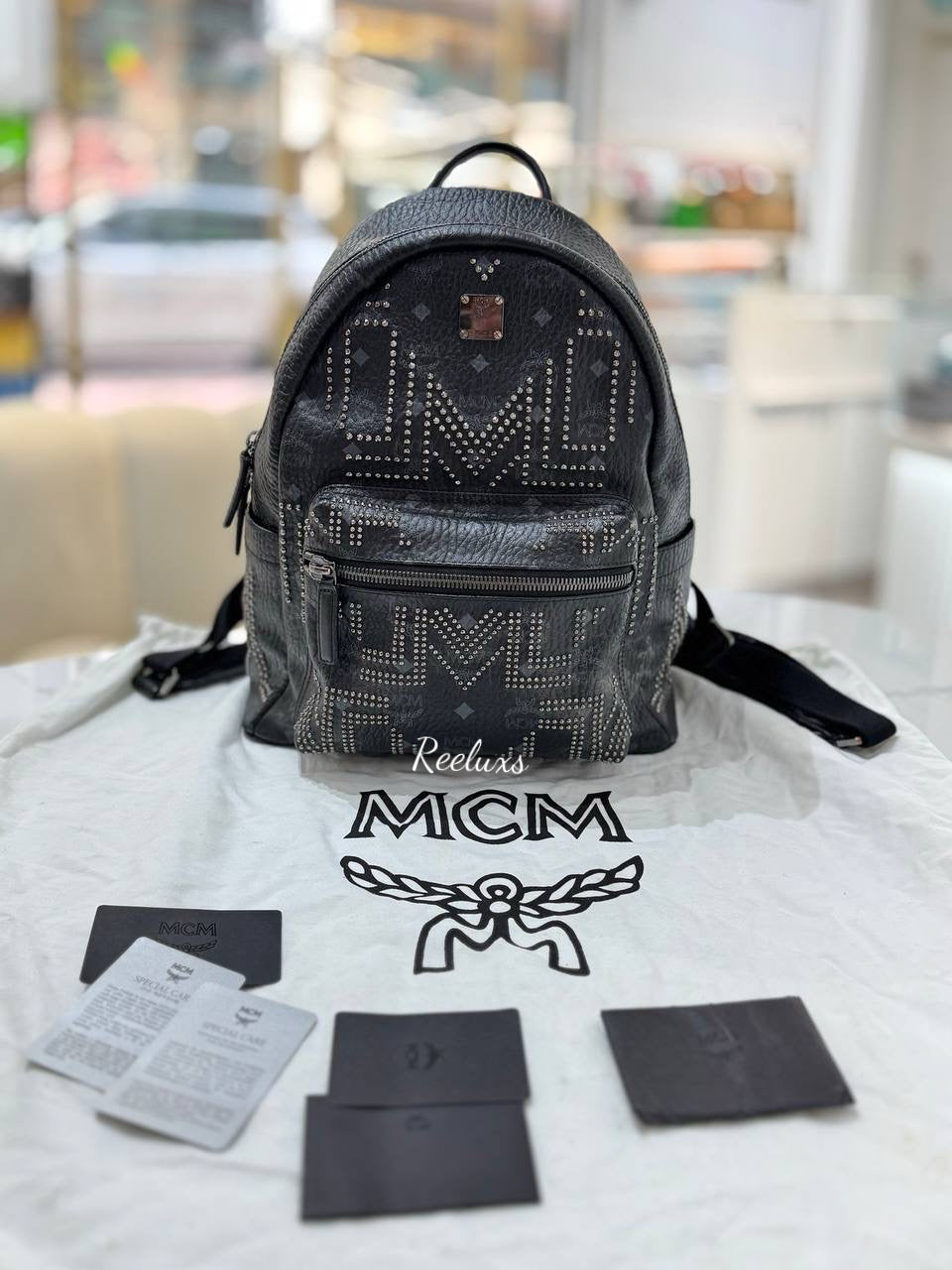 MCM Stark Studded Black Backpack Bag