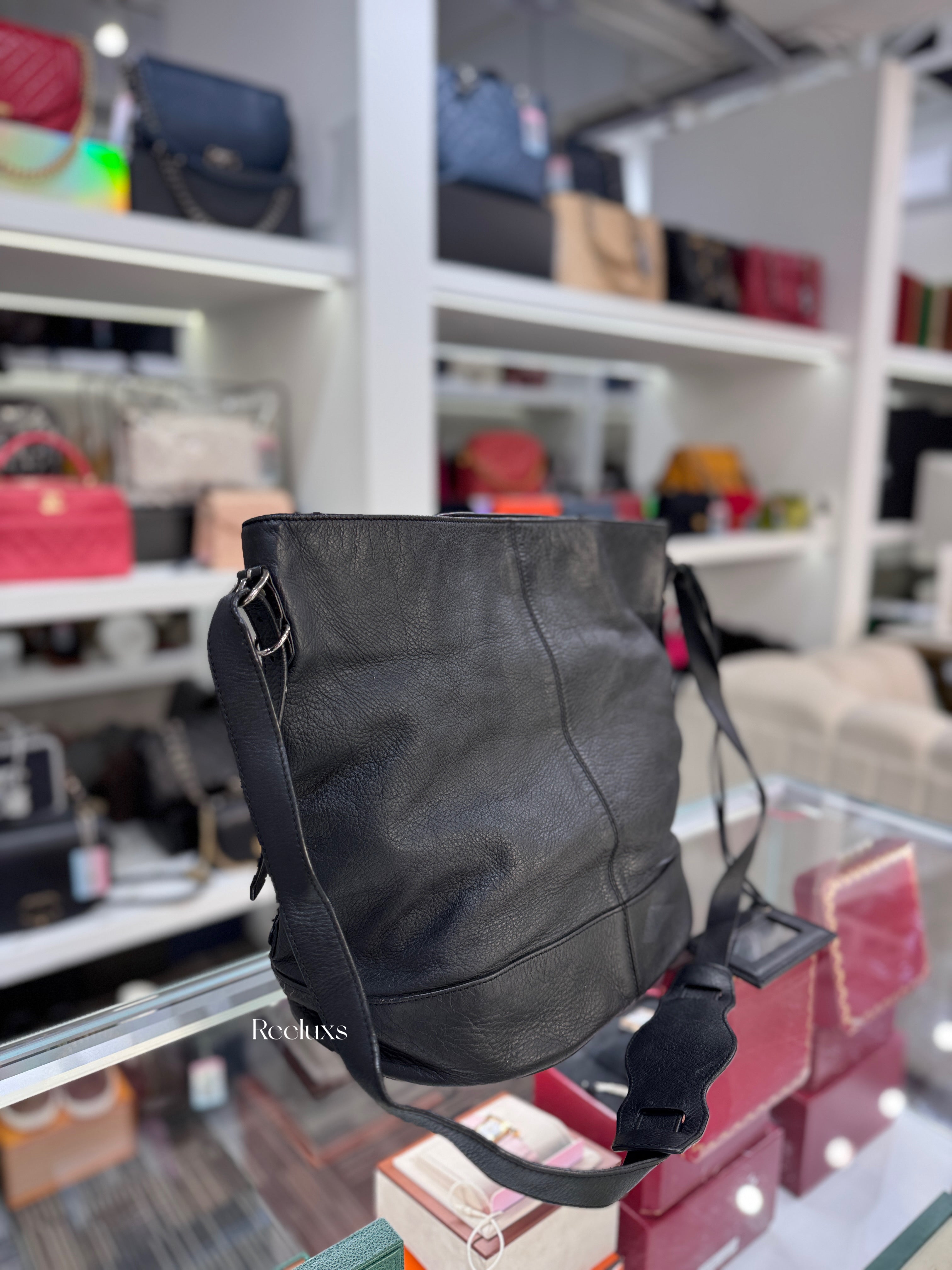 BALENCIAGA Papier Drop Bucket Bag Calfskin Leather