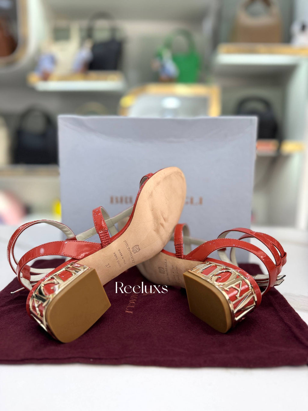 BRUNO MAGLI Red Patent Leather Strappy High-heel Sandals