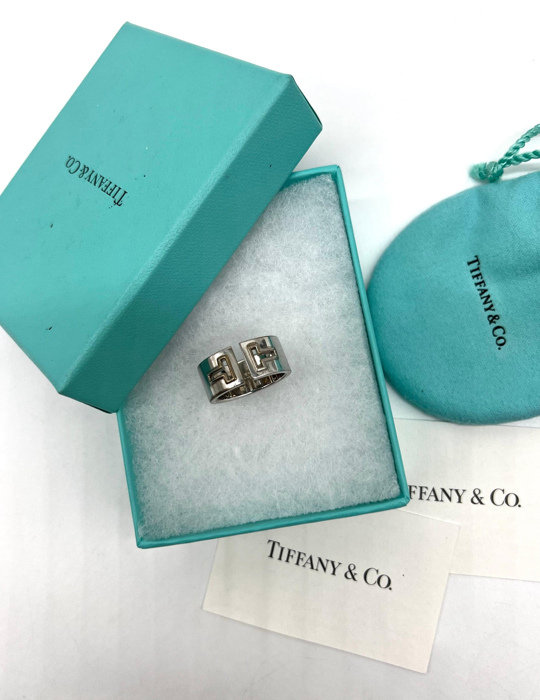 Tiffany & Co Sterling Silver T Cutout Wide Band Ring - Reeluxs 