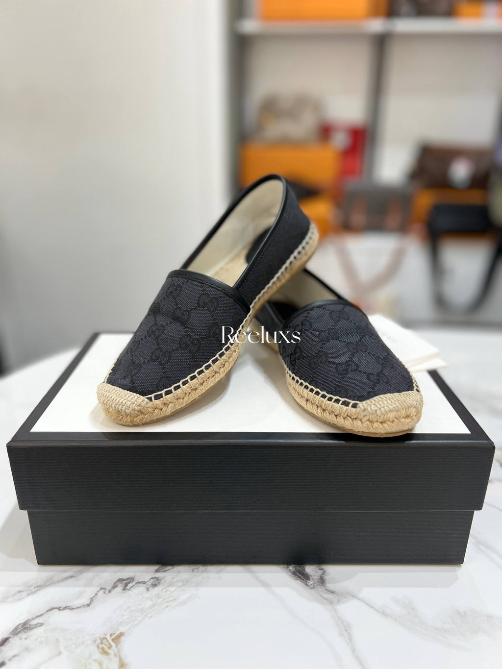 GUCCI Black  GG Supreme Canvas Espadrilles